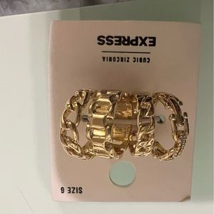 New express gold rings size 6 chain pave